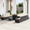 vidaXL Tuinbank Set met kussen met opslag 10 pcs Zwart Poly rattan