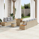 vidaXL Tuinbank Set met kussen met opslag 10 pcs Zwart Poly rattan
