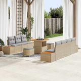 vidaXL Tuinbank Set met kussen met opslag 10 pcs Zwart Poly rattan