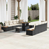 vidaXL Tuinbank Set met kussen met opslag 11 pcs Zwart Poly rattan