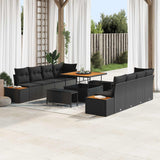 vidaXL Tuinbank Set met kussen met opslag 11 pcs Zwart Poly rattan