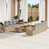 vidaXL Tuinbank Set met kussen met opslag 11 pcs Zwart Poly rattan