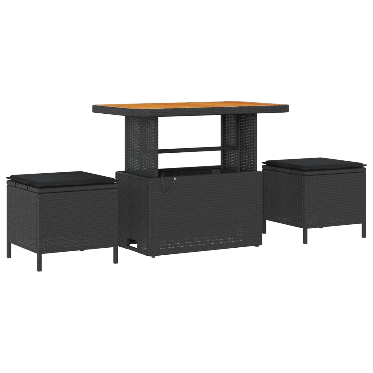 vidaXL Tuinbank Set met kussen met opslag 10 pcs Zwart Poly rattan