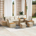 vidaXL Tuinbank Set met kussen met opslag 10 pcs Zwart Poly rattan