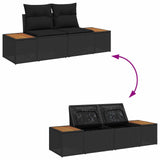 vidaXL Tuinbank Set met kussen met opslag 8 pcs Zwart Poly rattan