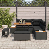 vidaXL Tuinbank Set met kussen met opslag 8 pcs Zwart Poly rattan
