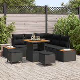 vidaXL Tuinbank Set met kussen met opslag 8 pcs Zwart Poly rattan