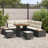vidaXL Tuinbank Set met kussen met opslag 8 pcs Zwart Poly rattan