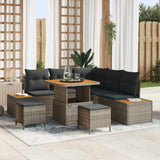 vidaXL Tuinbank Set met kussen met opslag 8 pcs Zwart Poly rattan