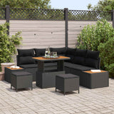 vidaXL Tuinbank Set met kussen met opslag 8 pcs Zwart Poly rattan