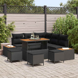 vidaXL Tuinbank Set met kussen met opslag 8 pcs Zwart Poly rattan
