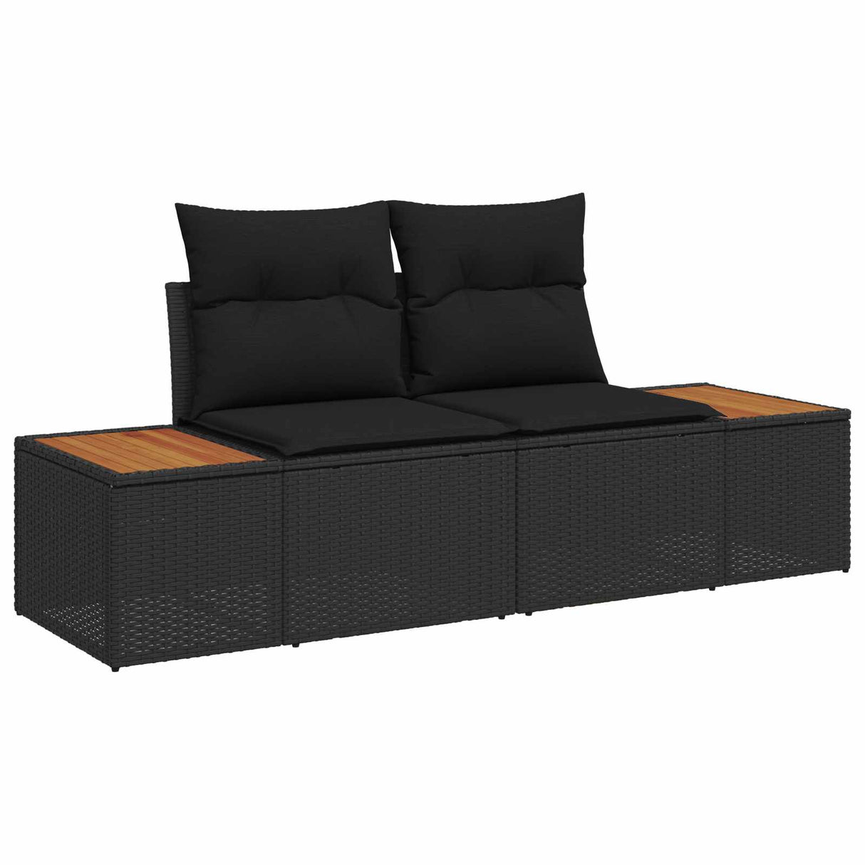 vidaXL Tuinbank Set met kussen met opslag 9 pcs Zwart Poly rattan