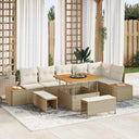 vidaXL Tuinbank Set met kussen met opslag 9 pcs Zwart Poly rattan