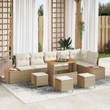 vidaXL Tuinbank Set met kussen met opslag 9 pcs Zwart Poly rattan