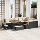 vidaXL Tuinbank Set met kussen met opslag 12 pcs Zwart Poly rattan
