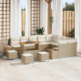 vidaXL Tuinbank Set met kussen met opslag 12 pcs Zwart Poly rattan