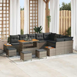 vidaXL Tuinbank Set met kussen met opslag 12 pcs Zwart Poly rattan