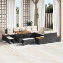 vidaXL Tuinbank Set met kussen met opslag 13 pcs Zwart Poly rattan