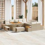 vidaXL Tuinbank Set met kussen met opslag 13 pcs Zwart Poly rattan
