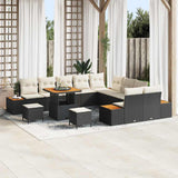 vidaXL Tuinbank Set met kussen met opslag 13 pcs Zwart Poly rattan