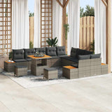 vidaXL Tuinbank Set met kussen met opslag 13 pcs Zwart Poly rattan