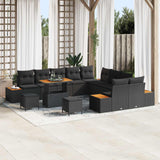 vidaXL Tuinbank Set met kussen met opslag 13 pcs Zwart Poly rattan