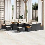 vidaXL Tuinbank Set met kussen met opslag 13 pcs Zwart Poly rattan