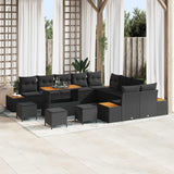 vidaXL Tuinbank Set met kussen met opslag 13 pcs Zwart Poly rattan
