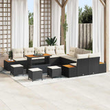 vidaXL Tuinbank Set met kussen met opslag 13 pcs Zwart Poly rattan