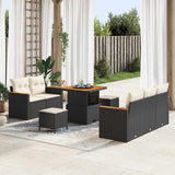 vidaXL Tuinbank Set met kussen 10 pcs Zwart poly rattan