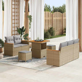 vidaXL Tuinbank Set met kussen 10 pcs Zwart poly rattan