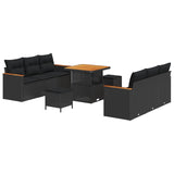 vidaXL Tuinbank Set met kussen 11 pcs Zwart poly rattan