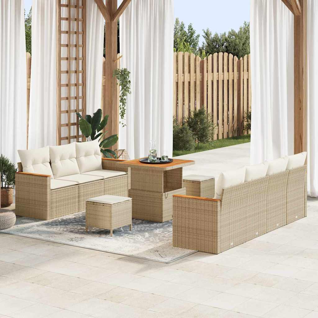 vidaXL Tuinbank Set met kussen 14 pcs Zwart poly rattan