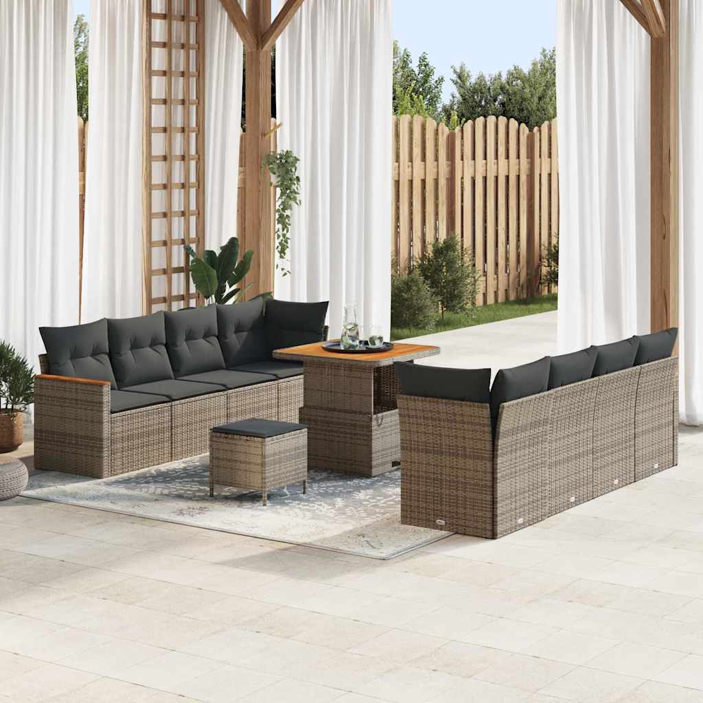 vidaXL Garden Sofa Set with cushions 12 pcs Black poly rattan