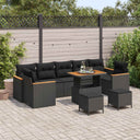 vidaXL Garden Sofa Set with cushions 10 pcs Black Poly Rattan