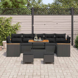 vidaXL Garden Sofa Set with cushions 10 pcs Black Poly Rattan