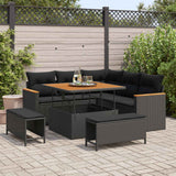 vidaXL Tuinbank Set met kussen 8 pcs Zwart Poly rattan