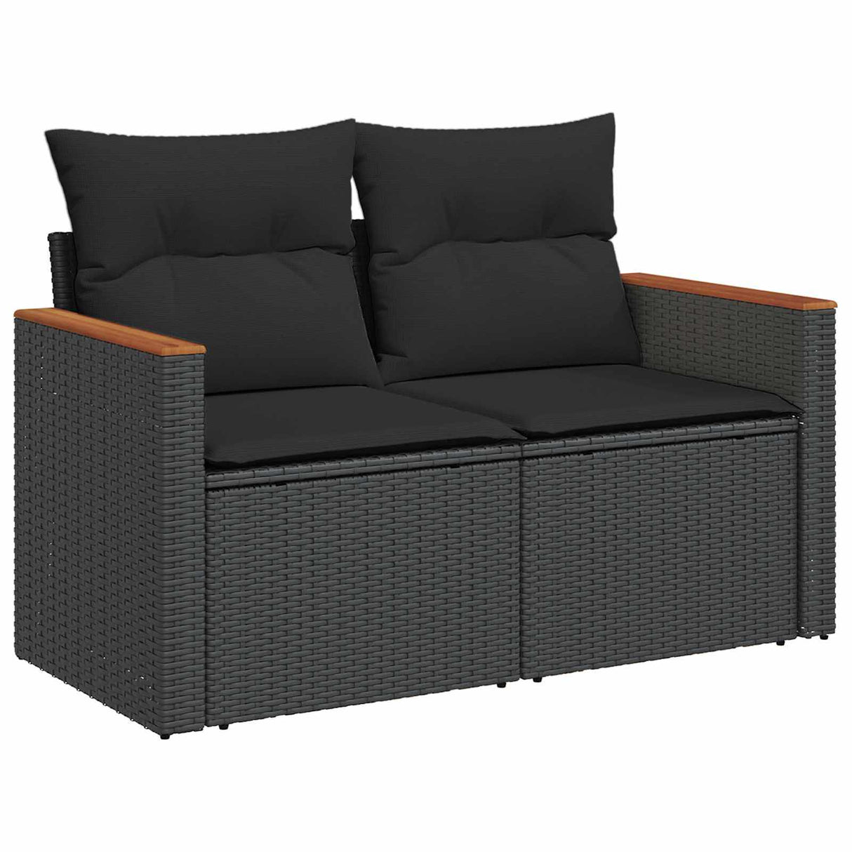 vidaXL Tuinbank Set met kussen 8 pcs Zwart Poly rattan