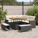 vidaXL Tuinbank Set met kussen 8 pcs Zwart Poly rattan