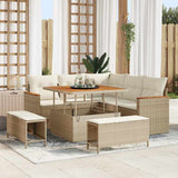 vidaXL Tuinbank Set met kussen 8 pcs Zwart Poly rattan