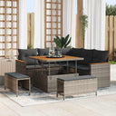 vidaXL Tuinbank Set met kussen 8 pcs Zwart Poly rattan