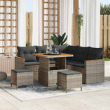 vidaXL Tuinbank Set met kussen 8 pcs Zwart Poly rattan