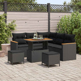 vidaXL Tuinbank Set met kussen 8 pcs Zwart Poly rattan