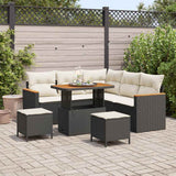 vidaXL Tuinbank Set met kussen 8 pcs Zwart Poly rattan