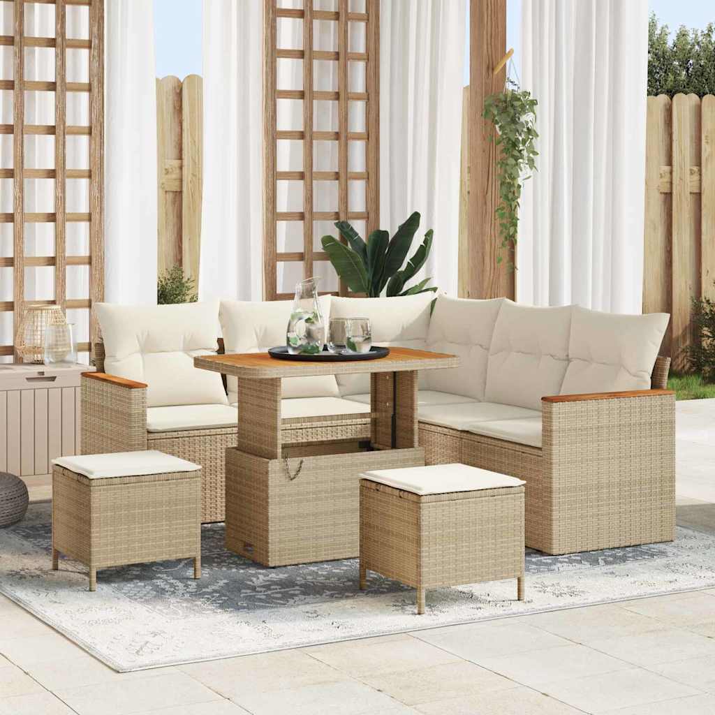 vidaXL Tuinbank Set met kussen 8 pcs Zwart Poly rattan