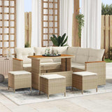 vidaXL Tuinbank Set met kussen 8 pcs Zwart Poly rattan