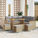 vidaXL Tuinbank Set met kussen 8 pcs Zwart Poly rattan