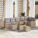 vidaXL Tuinbank Set met kussen 9 pcs Zwart Poly rattan