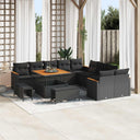 vidaXL Tuinbank Set met kussen 13 pcs Zwart poly rattan