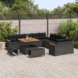 vidaXL Tuinbank Set met kussen 13 pcs Zwart poly rattan